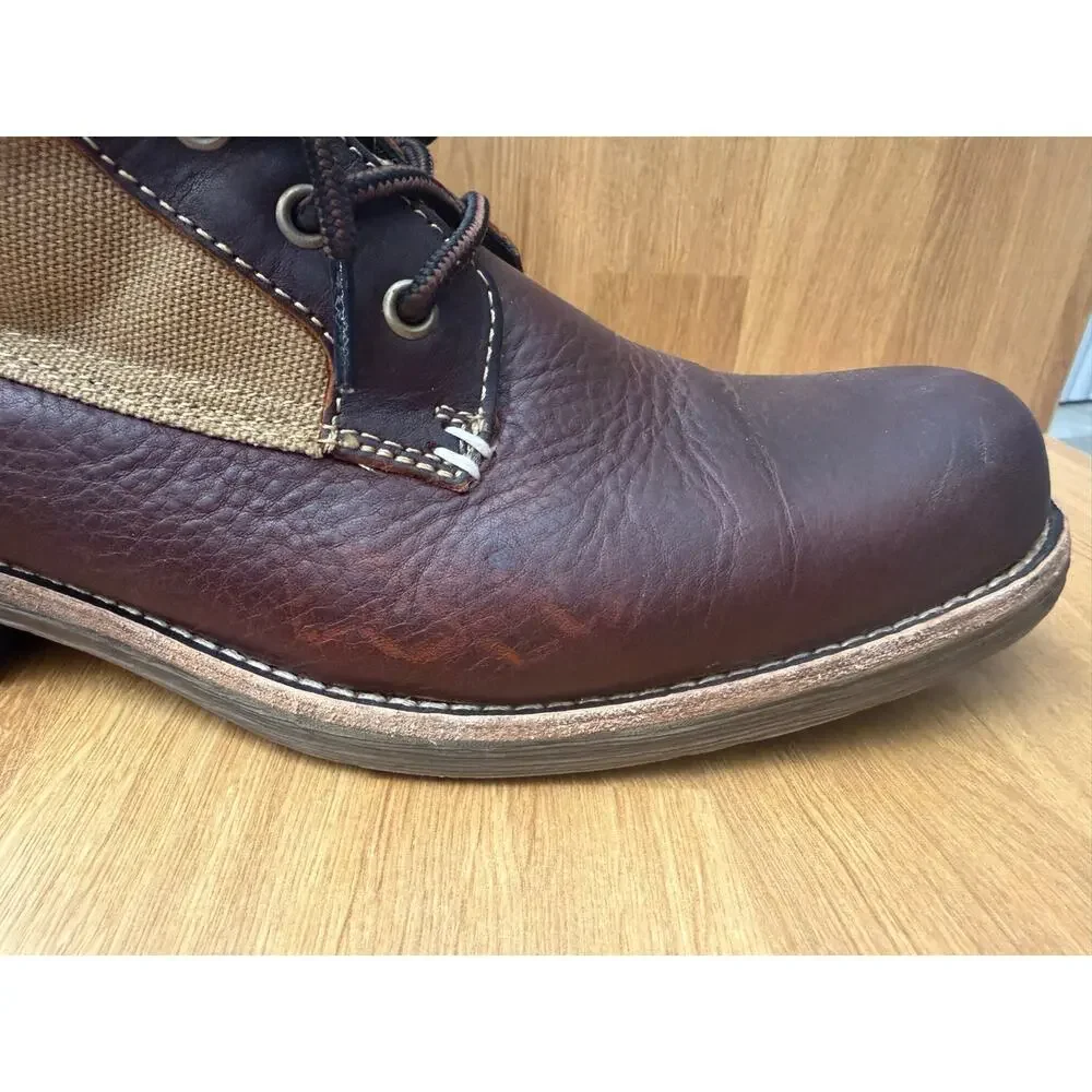 Levi’s Brown Leather Canvas Lace Up Boots Mens 9.5 Rugged Casual